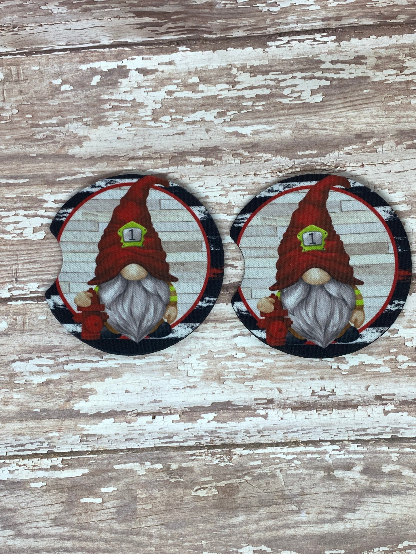 Firefighter Gnome Car Coaster Set