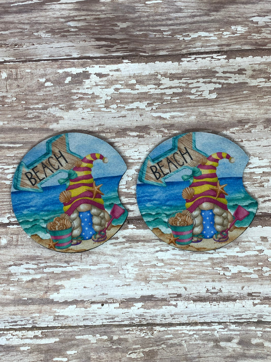 Beach Gnome Car Coaster Set